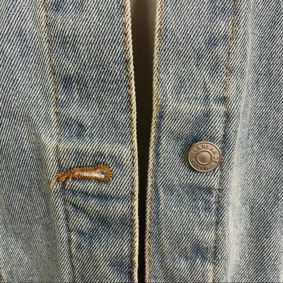 Pull & Bear Mesh Distressed Light Wash Denim Jean Jacket S - Picture 6 of 11